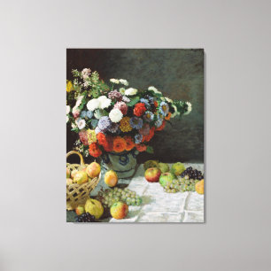 Still Life with Flowers and Fruit by Claude Monet Canvas Print