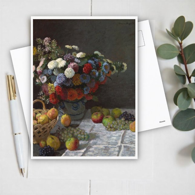Still Life with Flowers and Fruit by Claude Monet Postcard (Creator Uploaded)