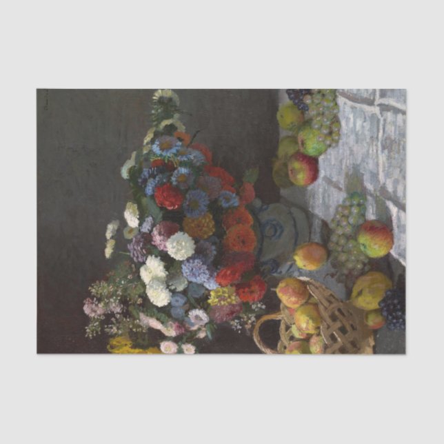 Still Life with Flowers and Fruit by Claude Monet Tissue Paper (Front)