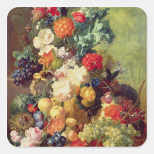 Still Life with Flowers and Fruit Square Sticker