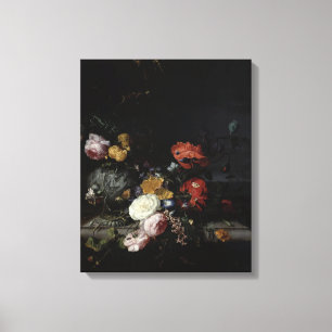 Still Life with Flowers and Insects Canvas Print