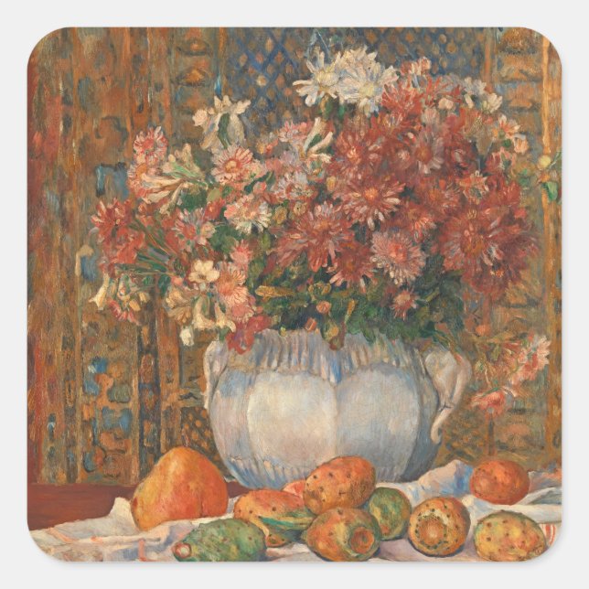 Still Life with Flowers and Prickly Pears, Renoir  Square Sticker (Front)