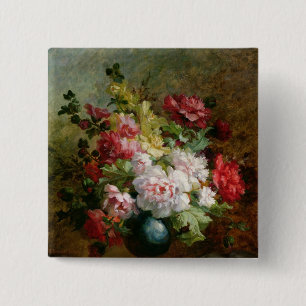 Still life with flowers and sheet music 15 cm square badge