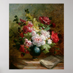 Still life with flowers and sheet music poster
