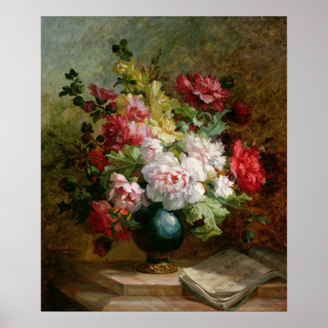 Still life with flowers and sheet music poster (Front)