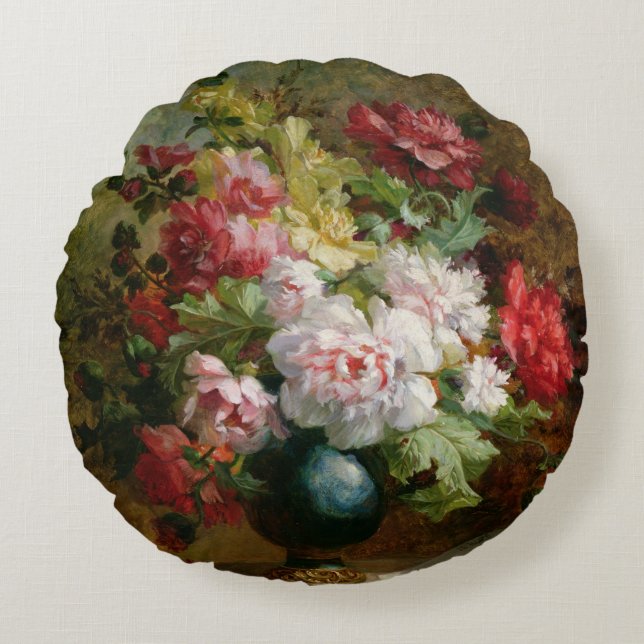 Still life with flowers and sheet music round cushion (Front)