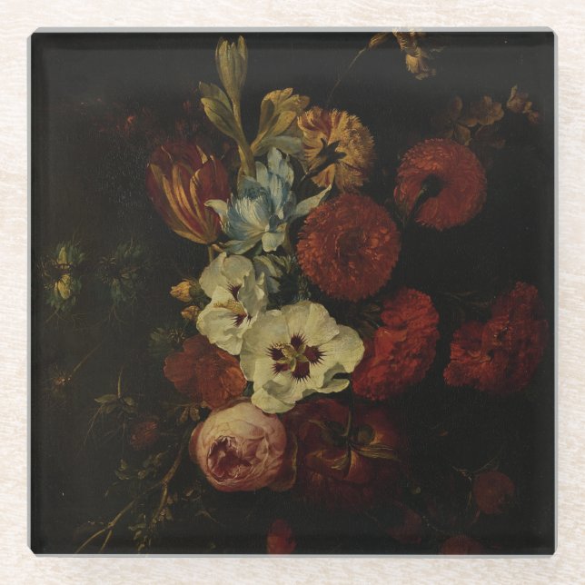 Still Life with Flowers  Glass Coaster (Front)
