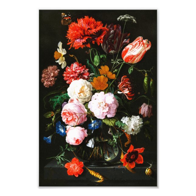 Still Life with Flowers in a Glass Vase Classic Photo Print (Front)