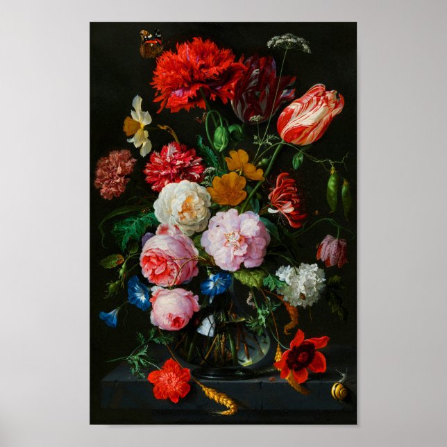 Still Life with Flowers in a Glass Vase  Poster (Front)