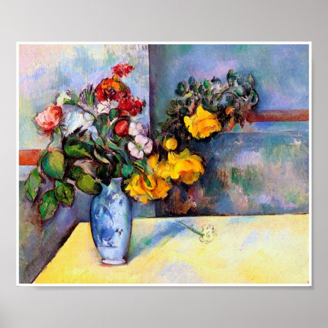 Still Life with Flowers in a Vase, Paul Cezanne Poster (Front)