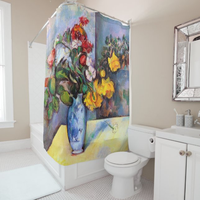 Still Life with Flowers in a Vase, Paul Cezanne Shower Curtain (In Situ)