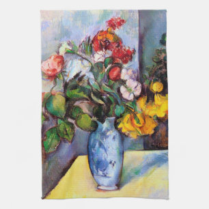 Still Life with Flowers in a Vase, Paul Cezanne Tea Towel