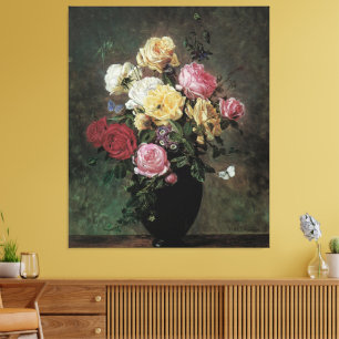 Still Life with Flowers in Vase by Olaf Hermansen Canvas Print