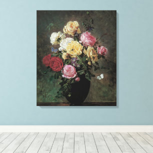Still Life with Flowers in Vase by Olaf Hermansen Canvas Print