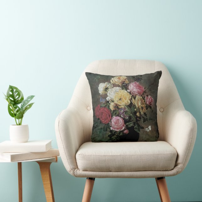 Still Life with Flowers in Vase by Olaf Hermansen Cushion (Chair)