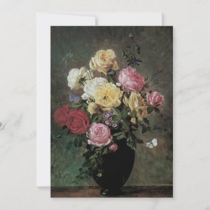 Still Life with Flowers in Vase by Olaf Hermansen Invitation