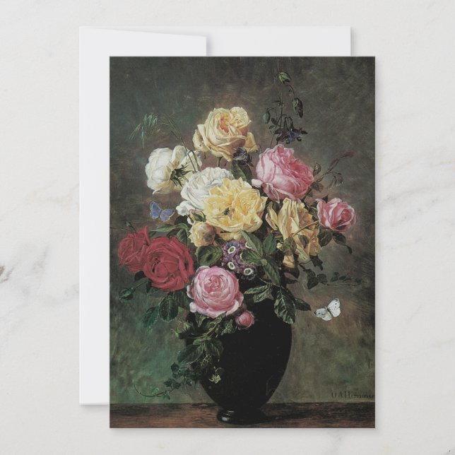 Still Life with Flowers in Vase by Olaf Hermansen Invitation (Front)