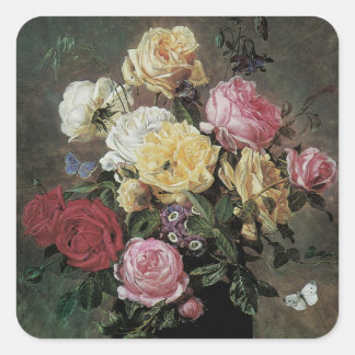Still Life with Flowers in Vase by Olaf Hermansen Square Sticker