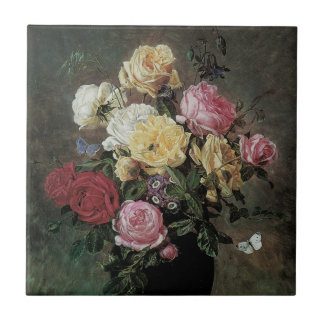 Still Life with Flowers in Vase by Olaf Hermansen Tile