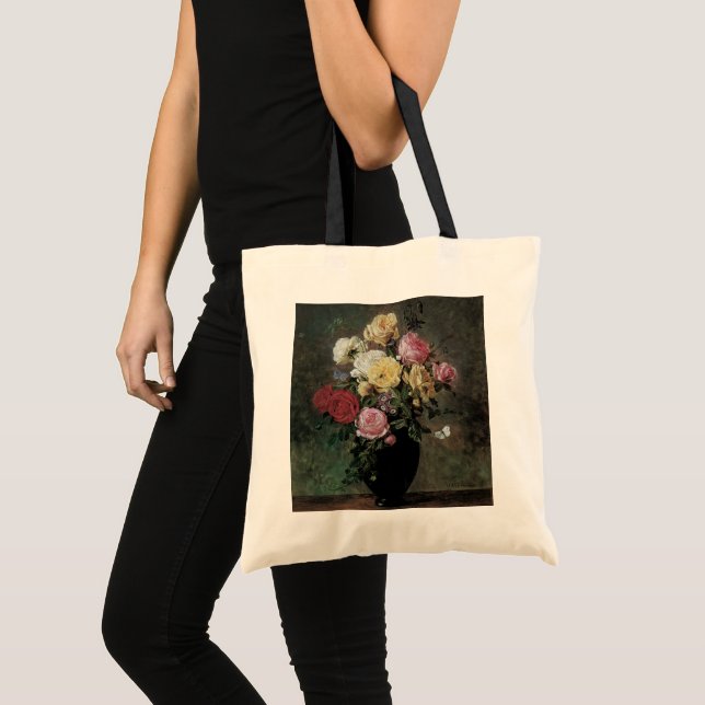 Still Life with Flowers in Vase by Olaf Hermansen Tote Bag (Front (Product))