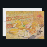 Still Life with French Novels | Vincent van Gogh<br><div class="desc">Still Life with French Novels and Glass with a Rose (1887) by Dutch post-impressionist artist Vincent Van Gogh. Original artwork is an oil on canvas depicting an stacks of books in warm yellow tones.

Use the design tools to add custom text or personalise the image.</div>