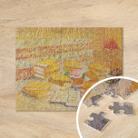 Still Life with French Novels | Vincent Van Gogh Jigsaw Puzzle<br><div class="desc">Still Life with French Novels and Glass with a Rose (1887) by Dutch post-impressionist artist Vincent Van Gogh. Original artwork is an oil on canvas depicting an stacks of books in warm yellow tones.

Use the design tools to add custom text or personalise the image.</div>