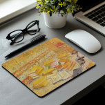 Still Life with French Novels | Vincent Van Gogh Mouse Mat<br><div class="desc">Still Life with French Novels and Glass with a Rose (1887) by Dutch post-impressionist artist Vincent Van Gogh. Original artwork is an oil on canvas depicting an stacks of books in warm yellow tones.

Use the design tools to add custom text or personalise the image.</div>