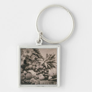 Still Life with Fruit, 1860 (sepia photo) Key Ring