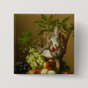 Still Life with Fruit and a Dead Partridge 15 Cm Square Badge