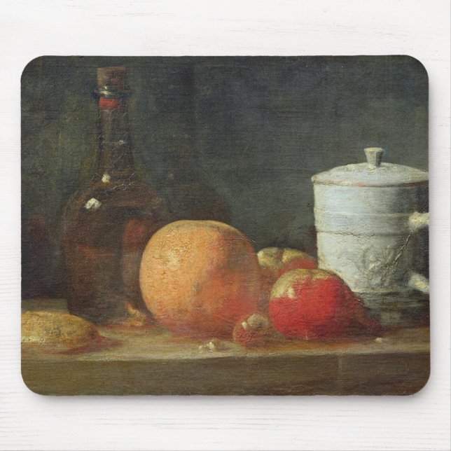 Still Life with Fruit and Wine Bottle Mouse Mat (Front)