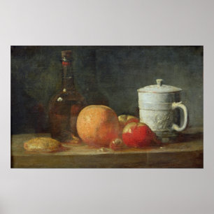 Still Life with Fruit and Wine Bottle Poster
