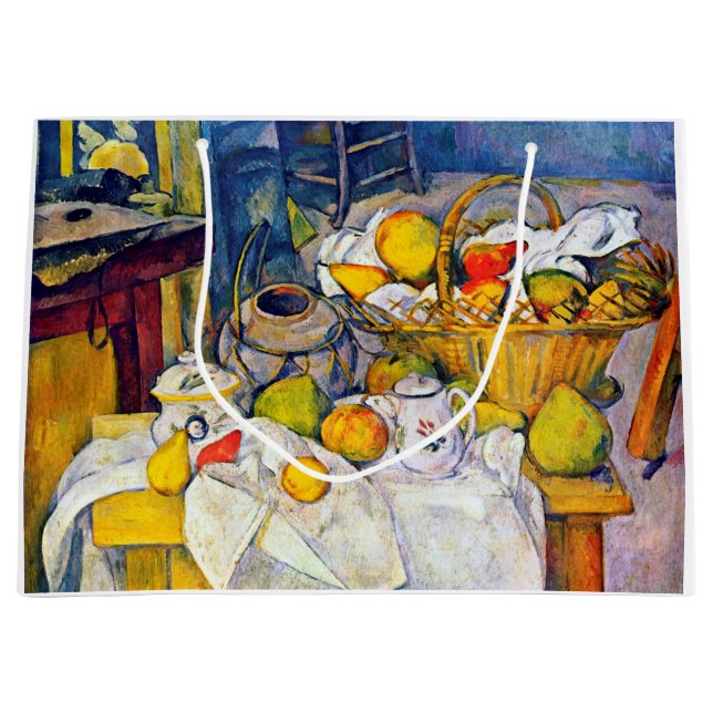 Still Life with Fruit Basket, Paul Cezanne Large Gift Bag (Front)
