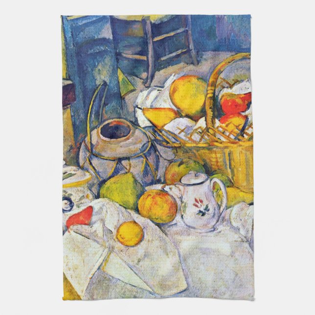 Still Life with Fruit Basket, Paul Cezanne Tea Towel (Vertical)
