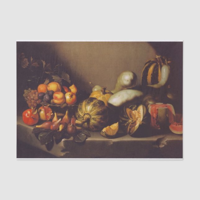 Still Life With Fruit by Caravaggio Tissue Paper (Front)