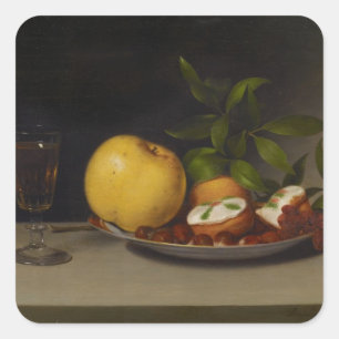 Still Life with Fruit, Cakes and Wine, 1821 Square Sticker