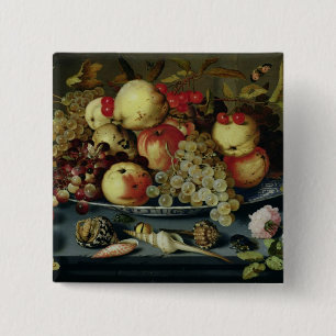 Still Life with Fruit, Flowers and Seafood 15 Cm Square Badge