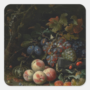 Still Life with Fruit, Foliage and Insects, c.1669 Square Sticker