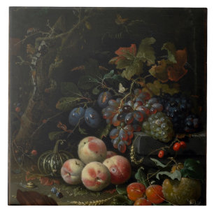 Still Life with Fruit, Foliage and Insects, c.1669 Tile