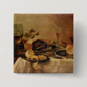 Still Life with Fruit Pie, 1635 15 Cm Square Badge