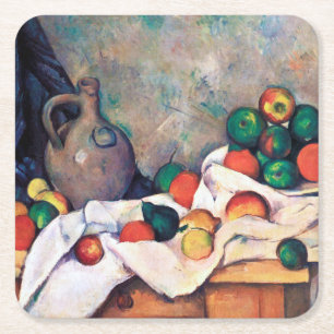 Still Life with Fruits, Paul Cezanne Square Paper Coaster