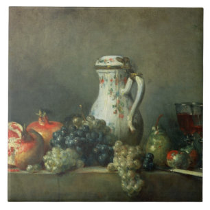 Still Life with Grapes and Pomegranates, 1763 (oil Tile
