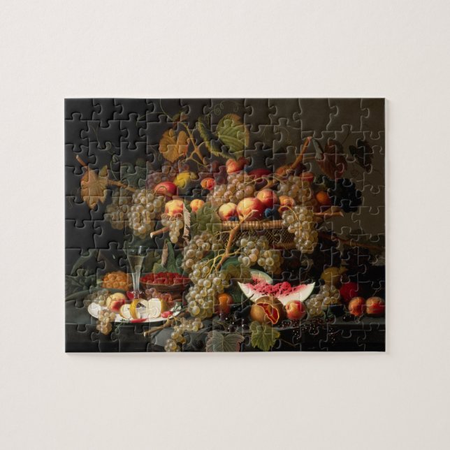 Still Life with Grapes Oil on Canvas Jigsaw Puzzle (Horizontal)