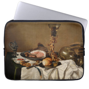 Still life with ham, books and ornamental vessels  laptop sleeve