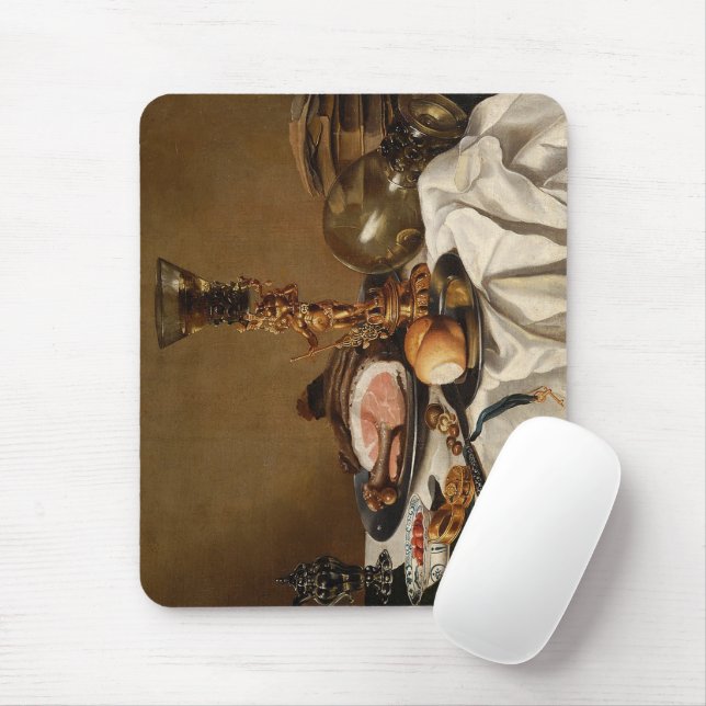 Still life with ham, books and ornamental vessels  mouse mat (With Mouse)