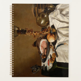 Still life with ham, books and ornamental vessels planner