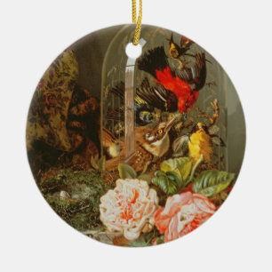 Still Life with Humming Bird in a Glass Dome Ceramic Tree Decoration