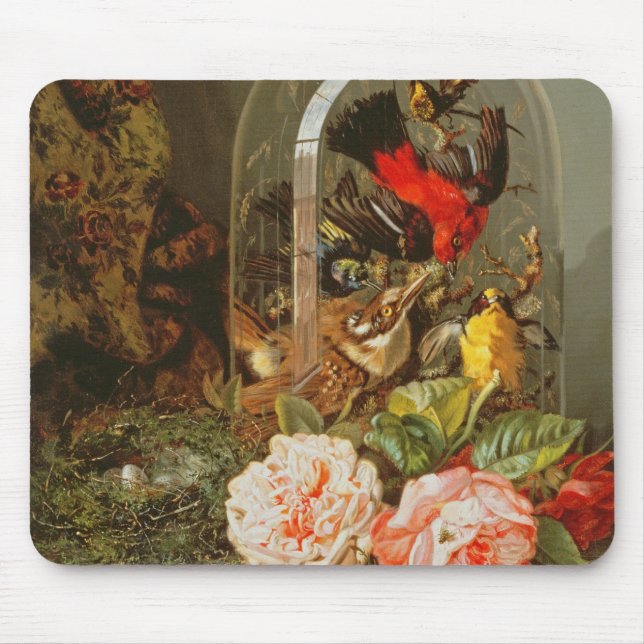Still Life with Humming Bird in a Glass Dome Mouse Mat (Front)