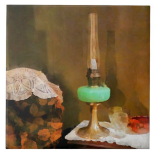 Still Life With Hurricane Lamp Tile