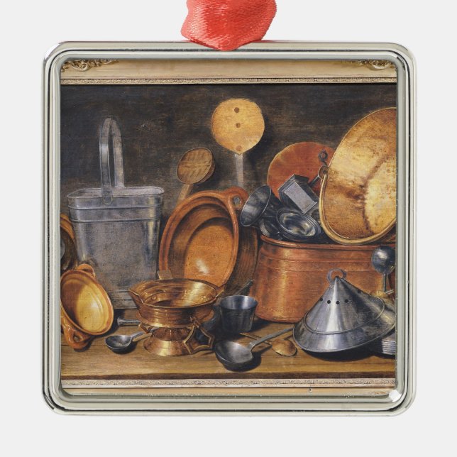 Still Life with Kitchen Utensils Metal Tree Decoration (Front)