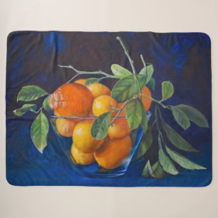 Still Life with Lemons and Orange Branch Sherpa Blanket